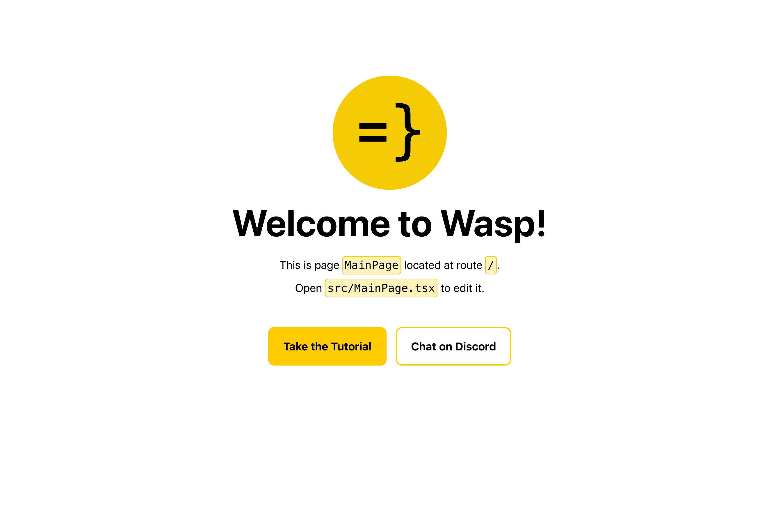 Screenshot of the Wasp minimal starter app